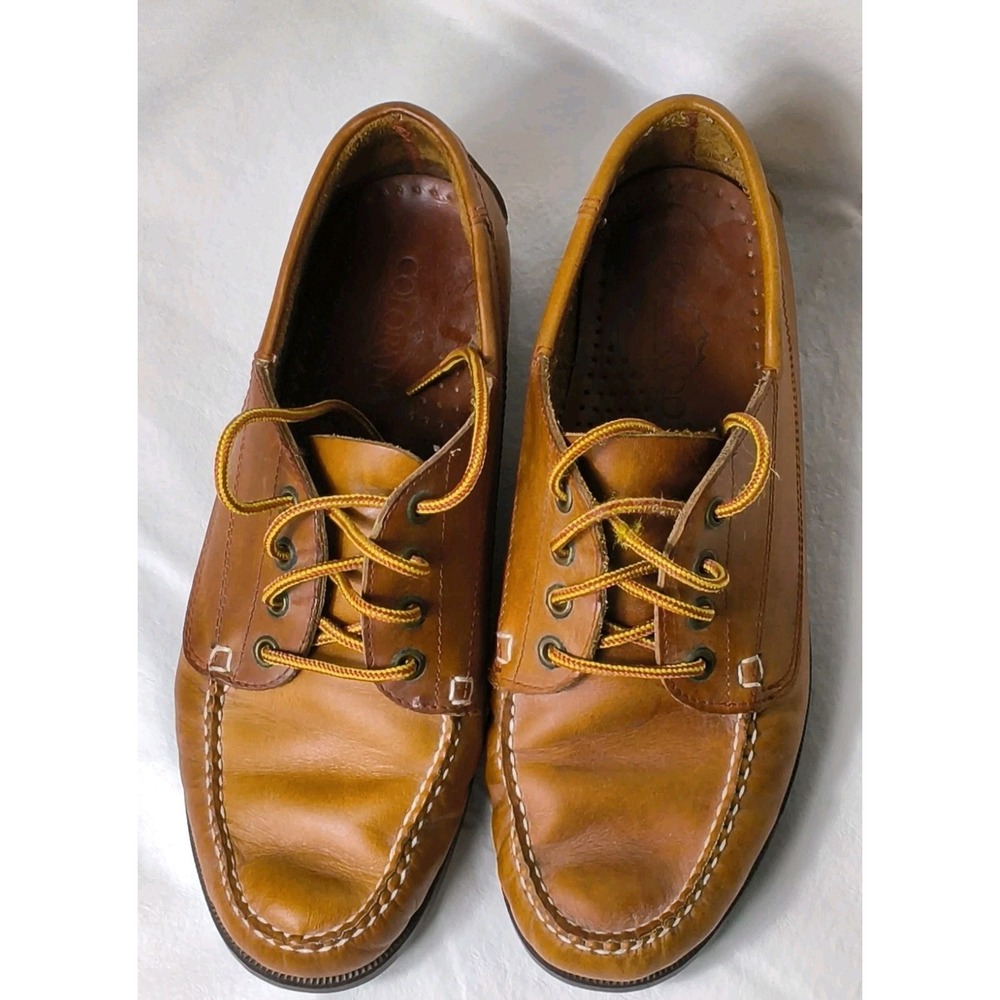 Vintage Colorado Brand Leather Handsewn 4-Eye Camp Moc Boat Shoes.